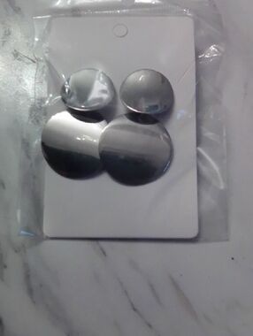 Modern Round Silver Drop Earrings